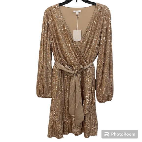 LC Lauren Conrad Tara Tan Midi Sequin Party Dress - Picture 1 of 10